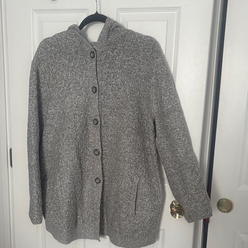 J.JILL Hooded Heather Gray Women's Sweater - Picture 6 of 12